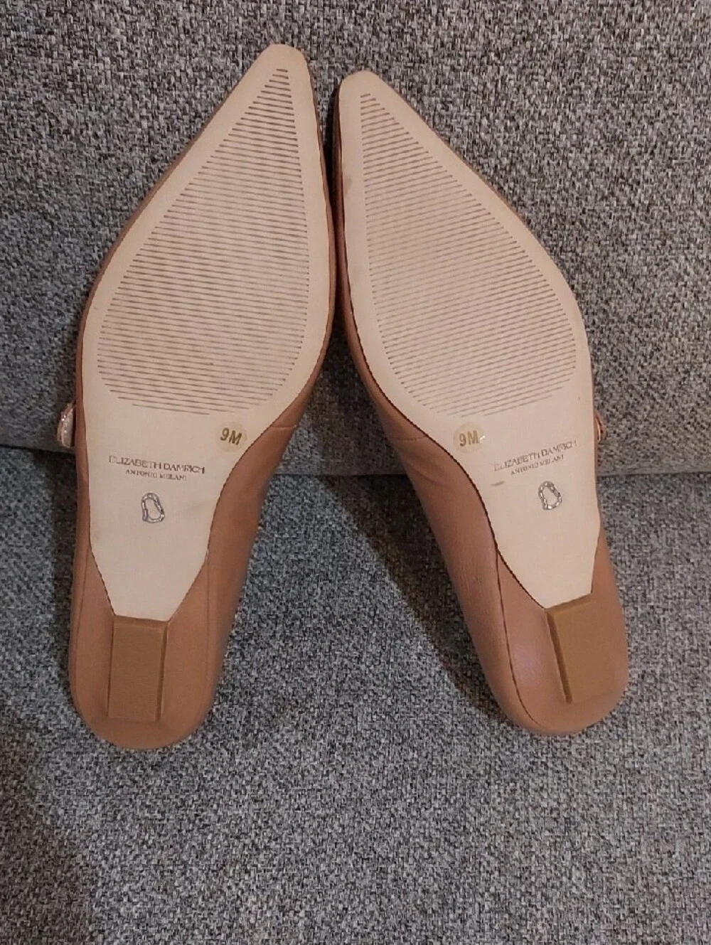 ANTONIO MELANI Tan Pointed Toe Mary Jane Flats - Picture 4 of 7